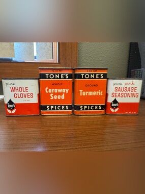 Vintage Set of 4 Tone’s Spice Tins